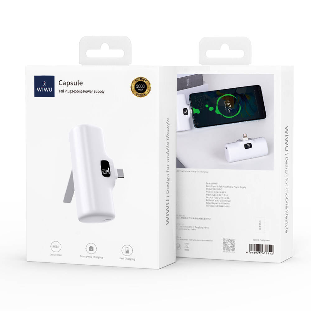 Wiwu Wi-P017 Capsule Serisi 2in1 Mini Taşınabilir Standlı Type-C Powerbank 5000mAh Wiwu Wi-P017 Capsule Serisi 2in1 Mini Taşınabilir Standlı Type-C Powerbank 5000mAh